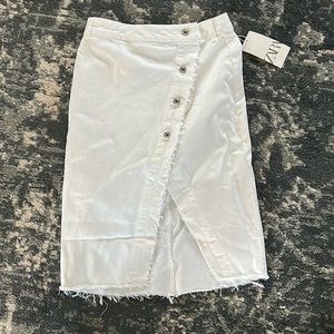Zara Asymmetrical White Denim Skirt NWT